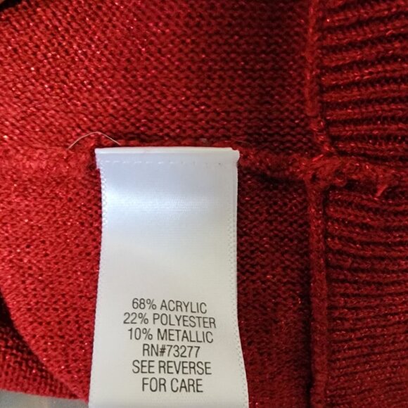 Croft & Barrow Sweater Womens Size XL Solid All Red Glitter Long Sleeve Pullover - Picture 6 of 7